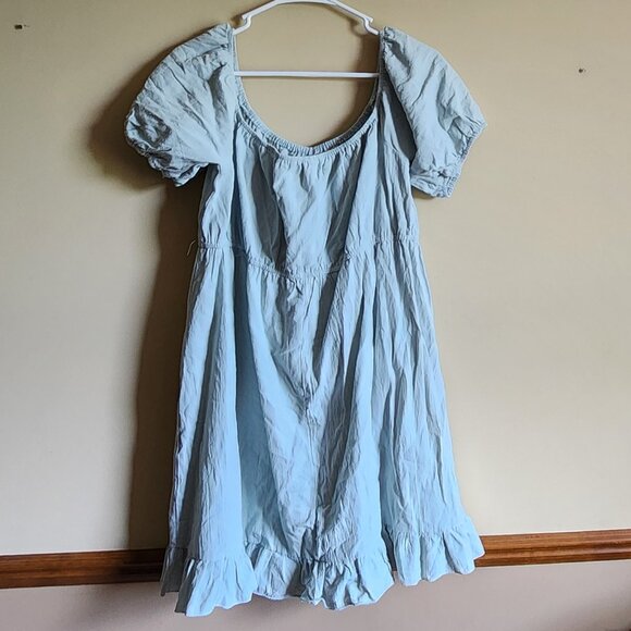 SHEIN CURVE Plus Solid Ruffle Hem Tie Front Bardot Dress Size 4XL NWOT - Picture 4 of 7